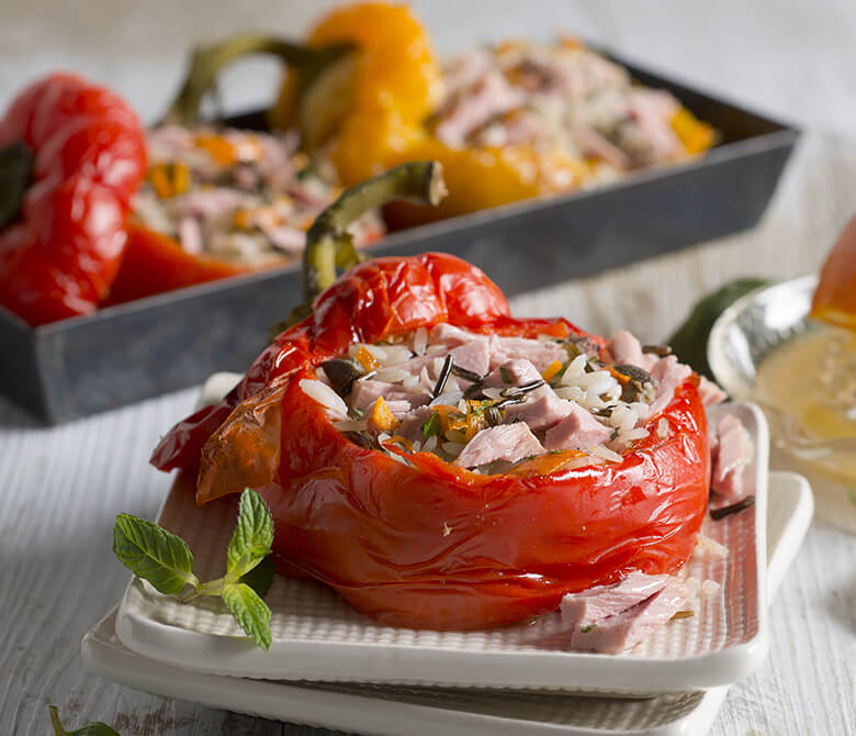 Peppers Stuffed with Wild Rice and Tuna