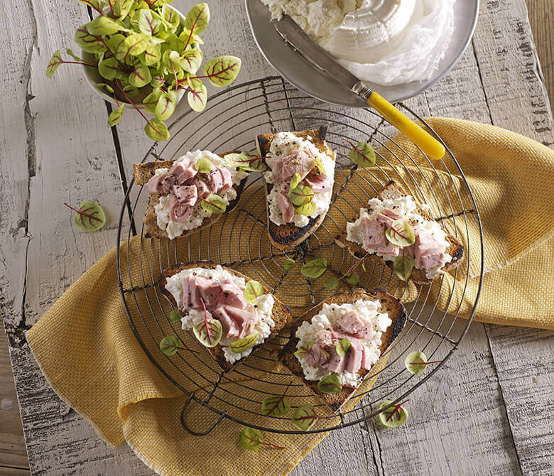 Tuna and salmon pâté canapes