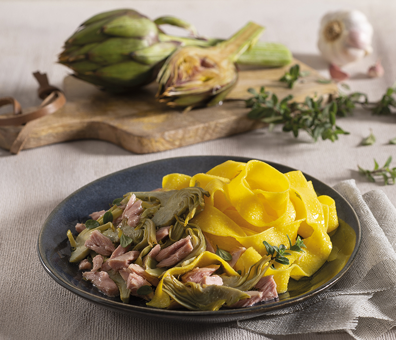 Pappardelle au thon et artichauts