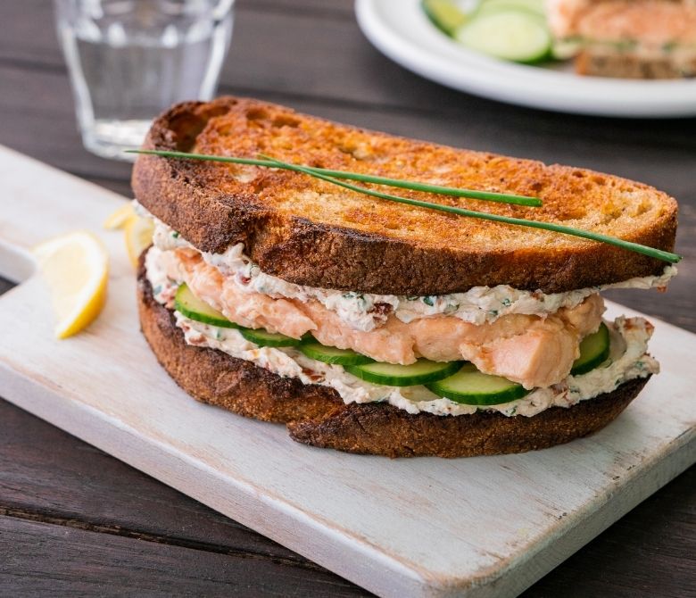 Salmon and Sun-Dried Tomato Goat Cheese Sandwich