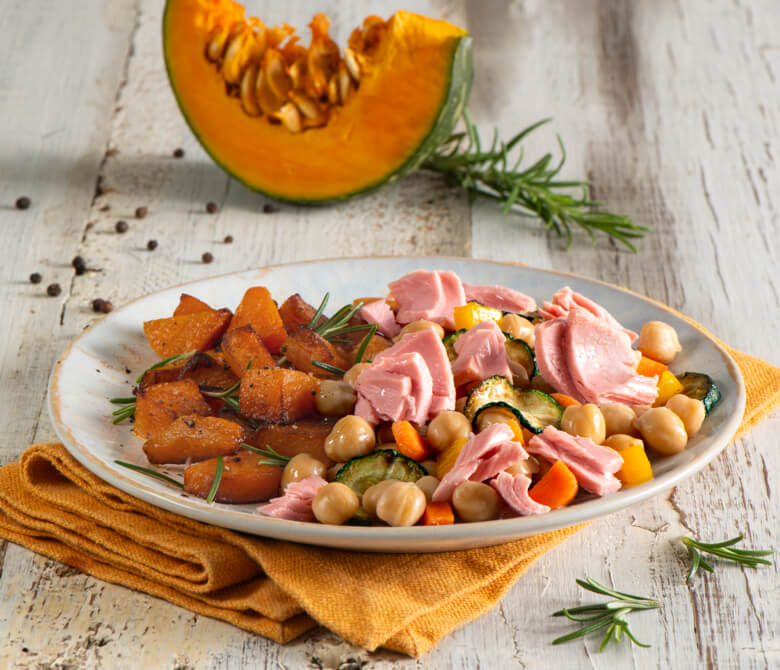 Salade aux pois chiches Insalatissime avec citrouille sautée