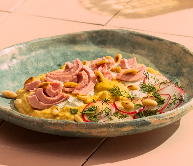 Pea Cream with Wild Rice, Tuna & Mint