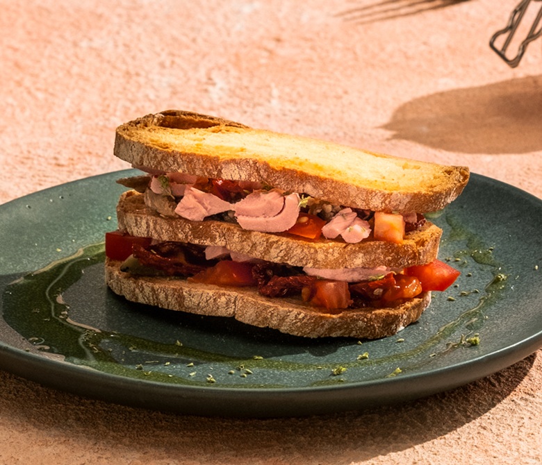 Toasted Layered Sandwich with Tuna & Vegetables